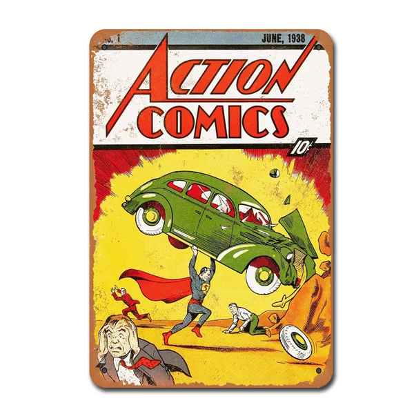 Action Comics Vintage Skārda Zīme Metāla Dekors Metāla Zīmju Metāla Plakātu Sienas Zīme Sienas Plakāts, Sienas Uzlīme, Sienas Dekori ,Dekori Attēls 3