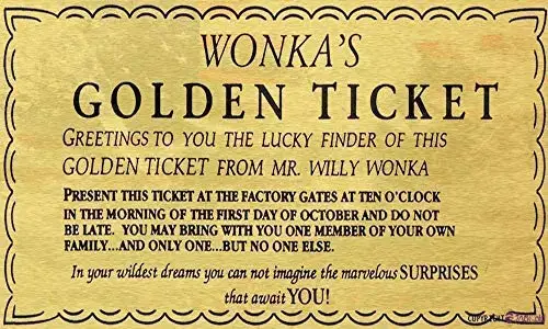Alvas Zīme Willy Wonka Zelta Biļeti, Čārlijs Šokolādes Fabrika, Kas Jūs Gaida Metāla zīmju 8x12 cm Attēls 1