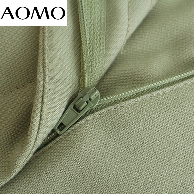 AOMO 2022 Modes Sieviešu Zaļo Uzvalku Bikses Bikses Kabatas Birojs Dāma Elegantas Bikses Pantalon 3L25A Attēls 4