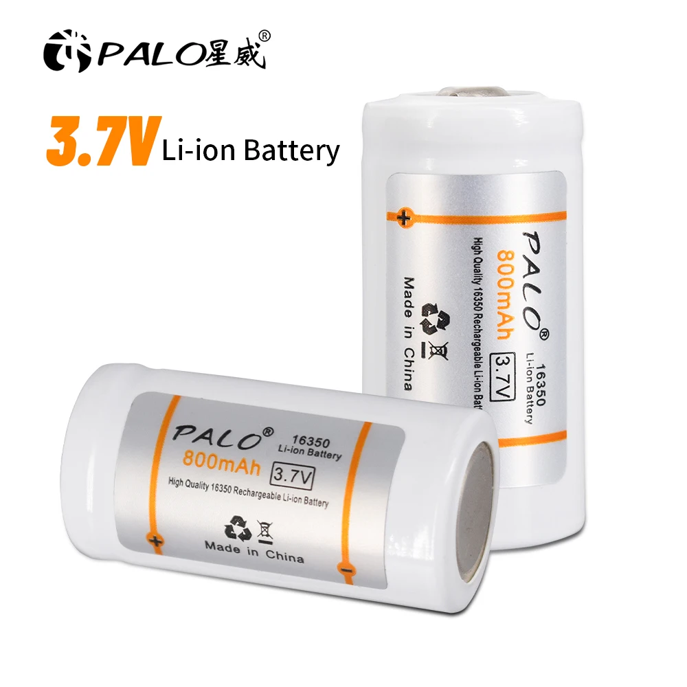 PALO 16340 Akumulators 800mAh 3,7 V Uzlādējams Litija Li-ion Akumulators 16340/16350 batteria baterijas ar lādētāju priekš aa 16340 Attēls 3