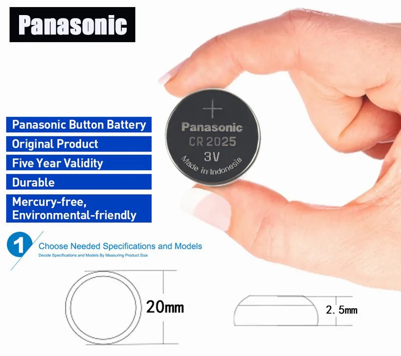 Panasonic Oriģinālo cr2025 Pogu elementu Baterijas 5GAB/DAUDZ cr 2025 3 V Litija Monētas Akumulatoru Skatīties Kalkulators Svara Skala Attēls 1