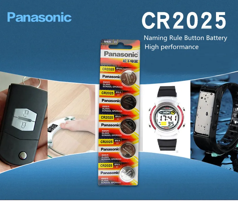 Panasonic Oriģinālo cr2025 Pogu elementu Baterijas 5GAB/DAUDZ cr 2025 3 V Litija Monētas Akumulatoru Skatīties Kalkulators Svara Skala Attēls 2