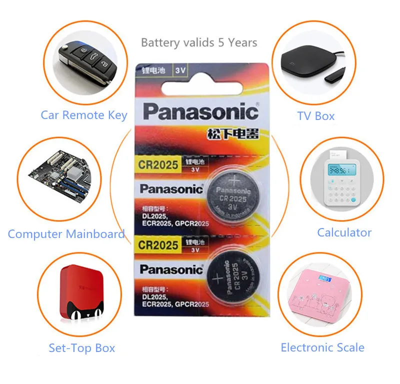 Panasonic Oriģinālo cr2025 Pogu elementu Baterijas 5GAB/DAUDZ cr 2025 3 V Litija Monētas Akumulatoru Skatīties Kalkulators Svara Skala Attēls 3