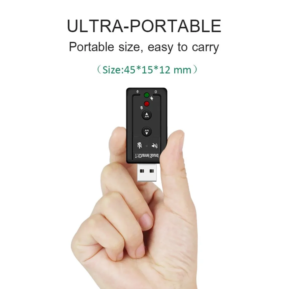 USB Hubs USB 2.0 Ārējo Skaņas Karti 7.1 CH Audio Mini Adapteris Pogu Kontroli 3.5 mm Austiņu MIKROFONS Saskarne Datoru Komponentes Attēls 1