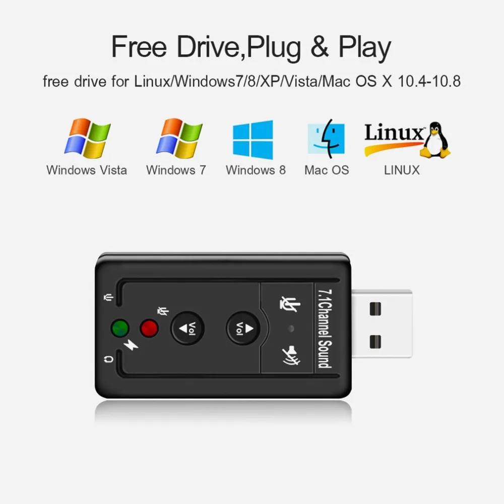 USB Hubs USB 2.0 Ārējo Skaņas Karti 7.1 CH Audio Mini Adapteris Pogu Kontroli 3.5 mm Austiņu MIKROFONS Saskarne Datoru Komponentes Attēls 2