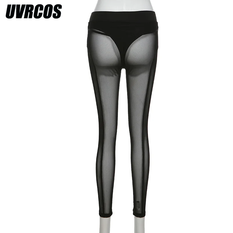 UVRCOS 2022 Pavasara Vasaras Sexy Essentials Pārredzamu Stulpiņi Acs Sadrumstalotās Struktūras veidošanā Bikses Kluba Pusnakts Sieviešu Apģērbs Attēls 0