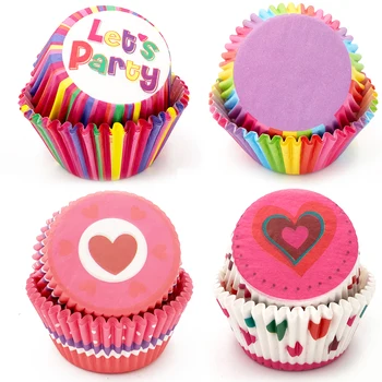 100gab Muffin Cupcake Papīra Tases Cupcake Starplikas Mafinu Cepšanas Box Kausa Gadījumā, ja Puse, Renes Kūka Dekorēšanas Instrumentiem, Dzimšanas dienas svinības Dekori