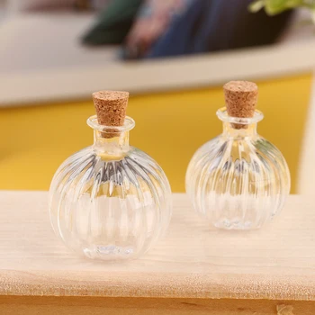 1Pc 1:12 leļļu Namiņš Miniatūras Stikla Pudeles Korķa Vāciņu Tiny Jar Pudelītes Lelle Māja Dekors 25/30/35mm