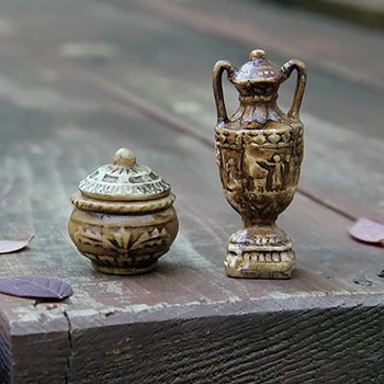 1pc 1:12 mēroga Handcrafted Leļļu Nams Miniatūras Vintage Keramikas puķu pods Vāze, Burciņa Lelles Māja Piederumi