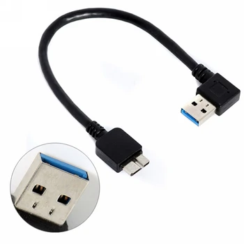 1pc 20cm lielu Ātrumu USB3.0 Adaptera Kabelis USB 3.0 Melns taisnā Leņķī Tipa Vīrietis, lai Mikro B Vīriešu Savienotājs Dators