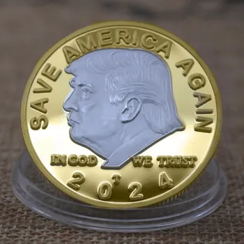 2024 Donald J Pārspētu ASV Prezidents Donald Trump Sudraba Zelta Pārklājumu ĒRGLIS Piemiņas Monētu