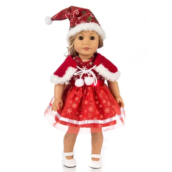 43cm Bērnu Jauno Dzimis Lelle Drēbes, Ziemassvētku Sarkanā Kleitā 18 Collu Meitene Lelle Drēbes Ziemassvētku Vecīša Tērps Mazulim Meitene Xmas Dāvanas