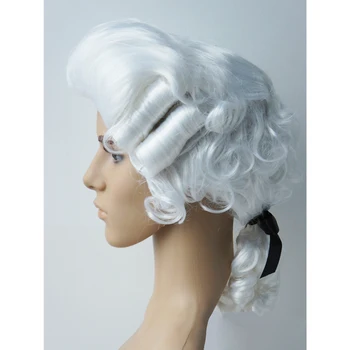 Balta Baroka stila Vīriešu Parūka elizabetes laikmeta Viktorijas Masku Kostīmu Hairpiece