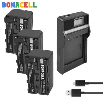 Bonacell 5600mAh NP-F770 NP-F750 NPF770 NPF750 Baterijas +LCD Lādētājs Sony NP-F550 NP-F770 NP-F750 F960 F970 Kameru baterijas