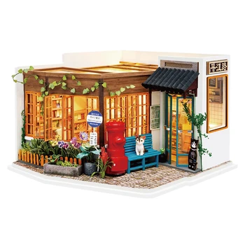 DIY Koka Namiņš Casa Miniatūru Mēbeles Komplekts 3D Grāmatnīca Leļļu Nami Montēt Rotaļlietas Bērniem Ziemassvētku Dāvanas