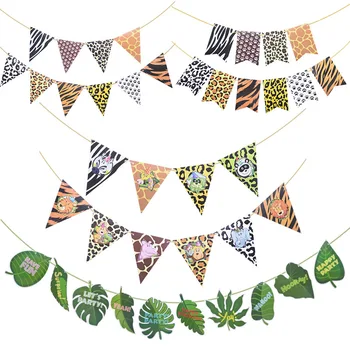 Džungļu Dizainu Puse, Decorati Dzīvnieku Banner Vainags Safari Dzīvnieku Vimpelis Namber Folija Baloni, Bērnu Duša, Bērnu Dzimšanas Dienas Rotājumu