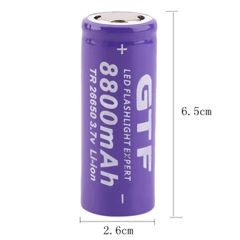 GTF 26650 Akumulatora 8800mAh 3,7 V Li-Jonu Baterija, LED Lukturīti, Li-Ion Akumulators akumulatora baterija