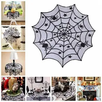Halloween Zirnekļa Tīkls, Galda Stīgas, Melns Mežģīņu Galdauts Halloween Galda Dekorēšana Gadījumā Puses Piegādes Šausmu Aksesuāri