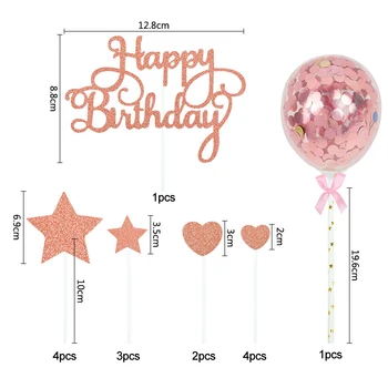 Happy Birthday Cake Decoration Kūka Toppers Karoga Konfeti Balonu Bērniem Dzimšanas Dienas Ballīti, Zēns, Meitene, Baby Dušas Kāzu Dekori Prop