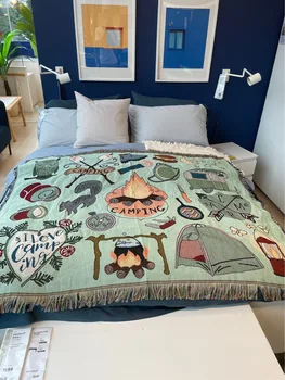 Jauno Ziemeļu mest segu Gadījuma sofa cover Āra Kempings sega RV gulta izplatīšanos mājas dekoru estētika Ziemeļvalstu gobelēns paklājs