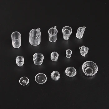 Jaunu 15PCS/set Kawaii Mini Plastmasas Lelle Māja Miniatūras Galda piederumi Dzērienu, Vīna Pudeles, Kausi Alus Plāksnes Leļļu Nams Kausa Komplekts