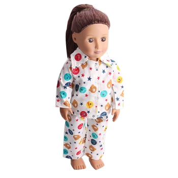 Leļļu apģērbs 15 krāsas drukāts pidžamu uzvalks + bikses rotaļlietas piederumi 18 collu Meitene lelle un 43 cm bērnu lelles c11-c25,
