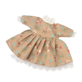 Mini 6inch Baby Lelle Drēbes, Aksesuāri 16cm Lelle Ziedu Kleitu BJD OB11 Valsti Stila Kleita Meitene Rotaļlietas