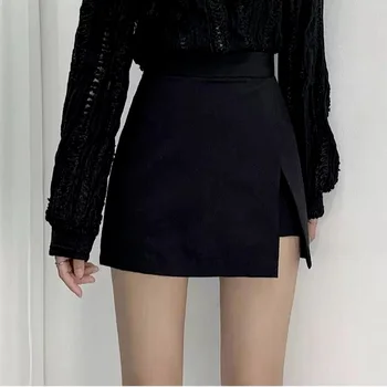 Mini Svārki Sievietēm Nelegālo Cietā Pusē-split Dizaina Stretchy korejiešu Stilā Sexy Puse Mājīgu Clubwear Sievišķīgi Visu maču Pavasara Jaunu