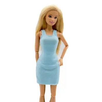 Modes Zilā krāsā bez Piedurknēm Tvertnes Kleita Barbie Lelle Drēbes, Apģērbs 1/6 BJD Lelles Piederumu Bērniem Playhouse DIY Rotaļlietas Meitene Dāvanas