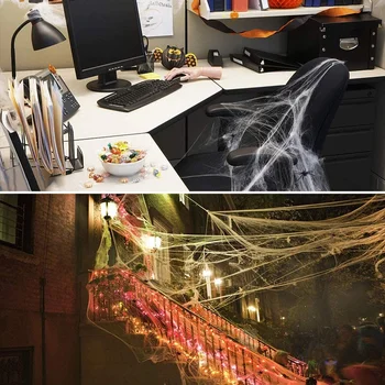 Mākslīgā Spider Web Halloween Dekorēšanai Biedējošu Grupa Skatuves Dekorācijas Balts Stretchy Izkaltusi Šausmu Mājā Mājās Decora Piederumi