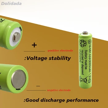 Oriģināls AAA 3000mAh 1.2 V kvalitātes uzlādējams 3000mAh baterija AAA Ni-MH 1,2 V akumulatora