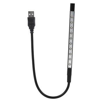 Portatīvo Elastīga Mini USB LED Gaismas 10 Led Lasīšanas Gaismas Lukturīti, Melns