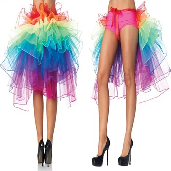 Rainbow Neona Tutu Svārki Rave Puse Deju Puse Burzma Burleska Sexy Clubwear