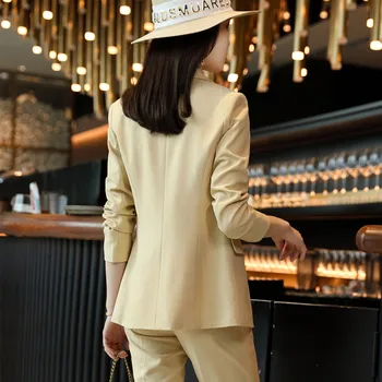 Sieviešu Bikses, Uzvalks Biroja Žakete Cietā Svītru Žaketes Elegants Mētelis Sievietes 2 Gabals, kas Ir 2021. Slim Apģērbs Ar Augsta Vidukļa Biksēm