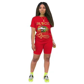 Sieviešu Sporta Vēstuli izdrukāt Divas Gabals, kas T-krekls Topi Ceļa Garums Jogger Sweatpant Uzvalks Tracksuit atbilstošo kopas Tērpiem ir 2021.