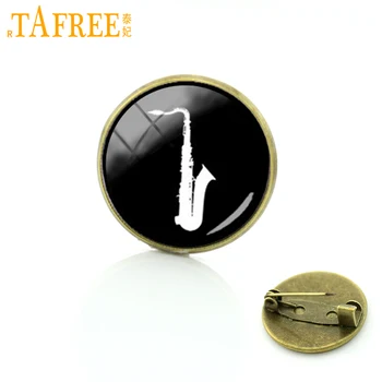 TAFREE Jaunums mūzikas instruments-Saksofons siluets piespraudes vintage romantisks mūziķis piederumi pin mūzikas žetons dāvanas T502