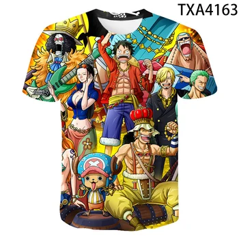 Viens Gabals T Kreklu apdruka Vīriešu Sieviešu Bērnu 3D Iespiests T-krekls Cool Anime Multfilmu Vasaras Ikdienas Topi Tee Luffy Zēns Meitene Bērniem Streetwear