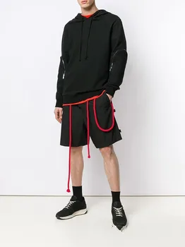 Vīriešu bikses šūtas ar sarkanu virvju perforēta vasaras jaunā modes vīriešu jauniešu modes pilsētu jaunatnes populāra atpūtas