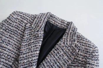 Za žakete ir 2021. sieviešu rudens Modes Tvīda uzvalku Dubultā krūtīm jaka Kostīmi ar Mini svārki sexy 2-gabals gadījuma eleganti komplekti